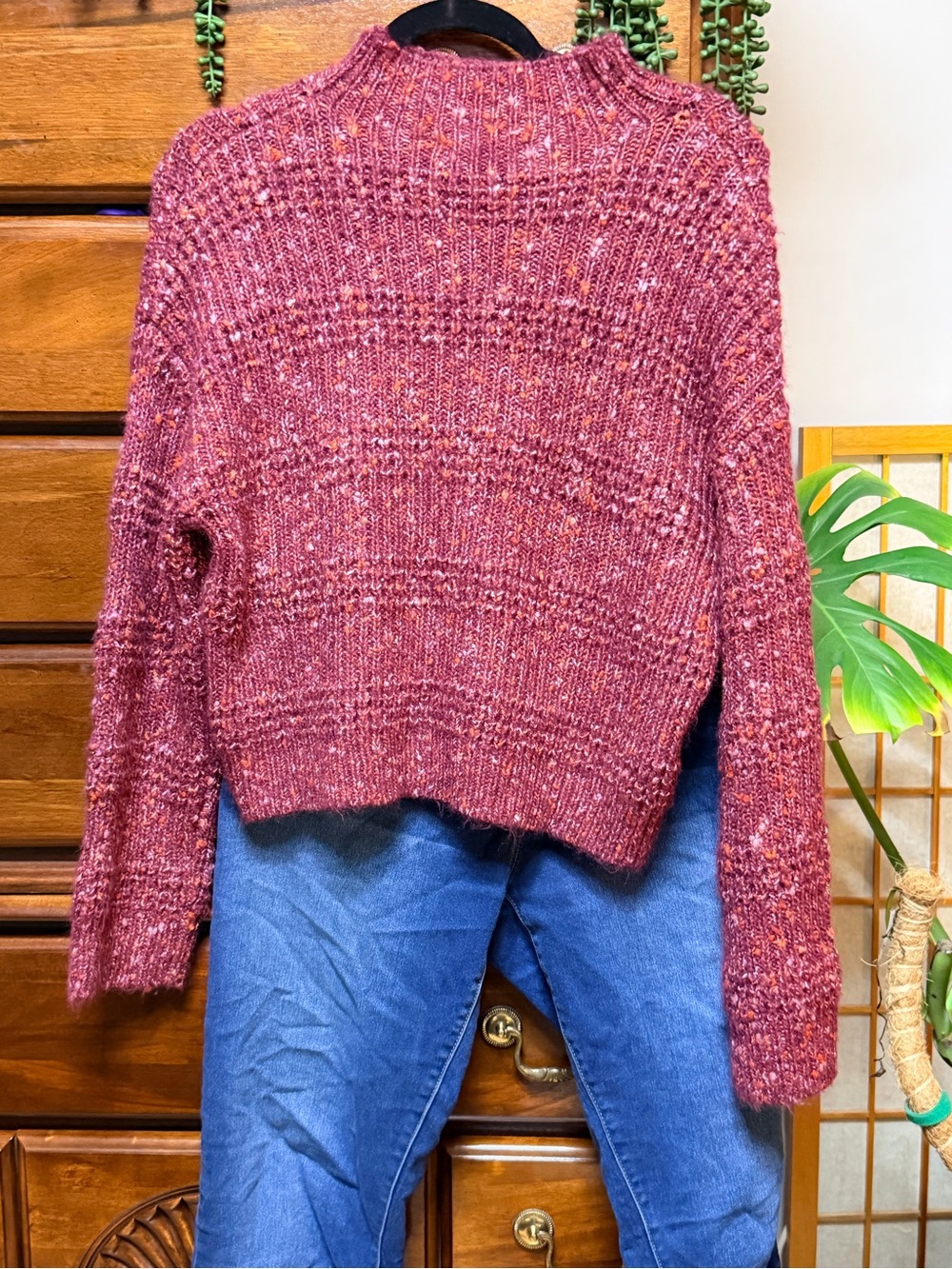 ✨ VTG DKNY Jeans Cropped Marled Confetti Knit Mock Neck Sweater Small ✨